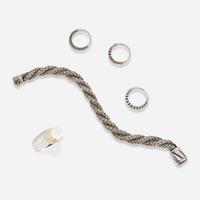A Paloma Picasso for Tiffany & Co. Pearl Ring, Sterling Silver Bracelet, and Three Lagos Rings Lagos, Tiffany & Co.