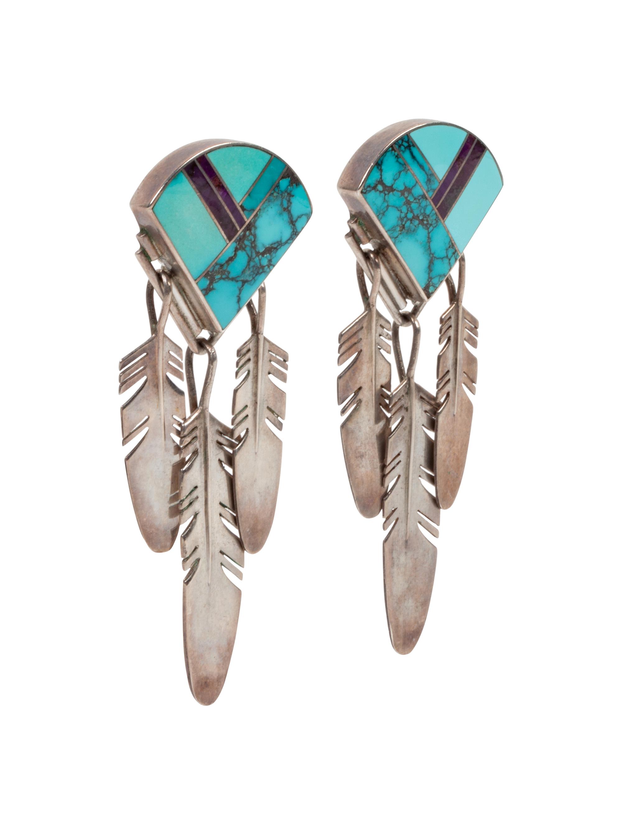 Sterling Silver, Turquoise, and Lapis Earrings