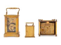 Three French Brass Carriage Clocks