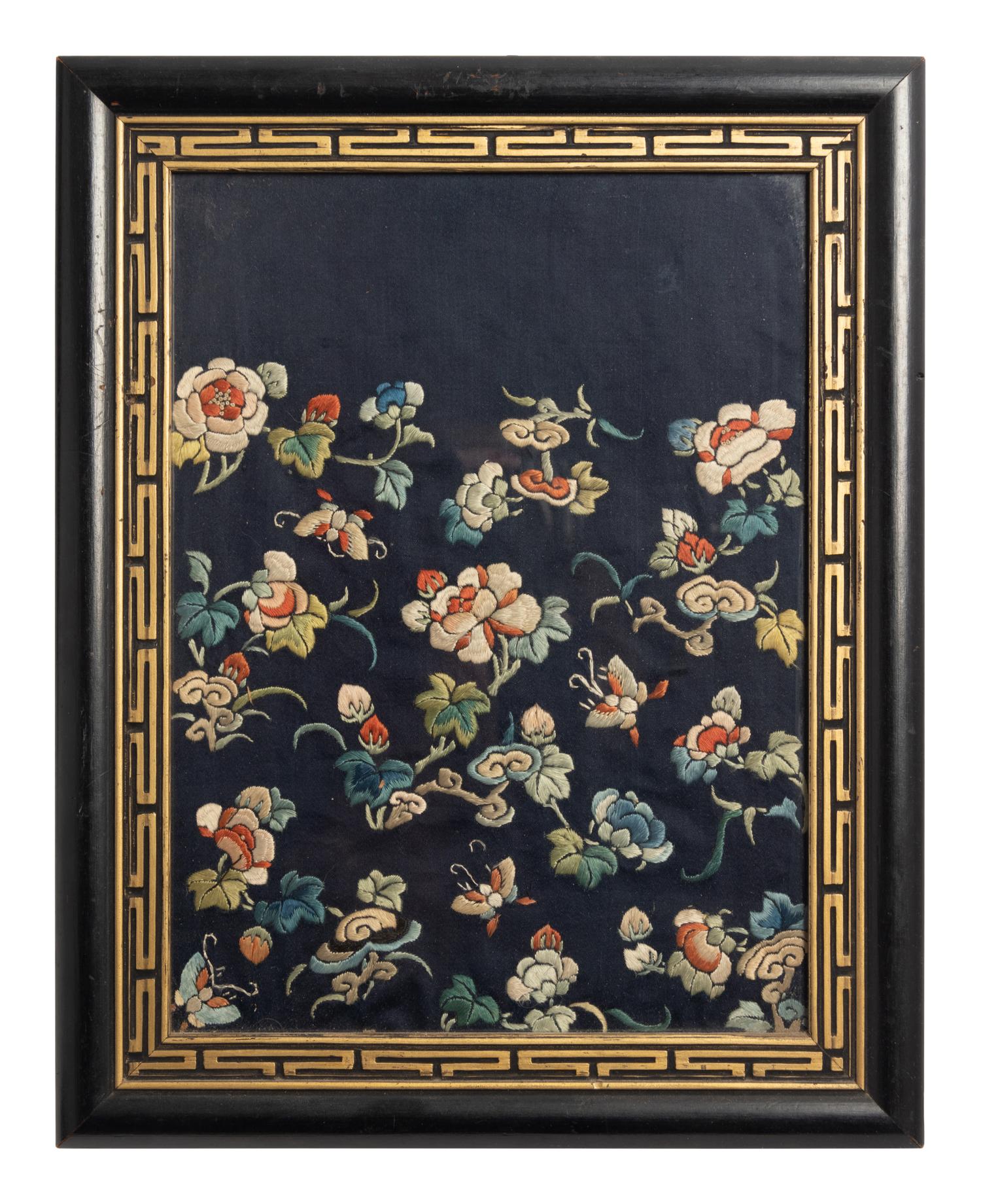 Eight Chinese Embroidered Silk Panels