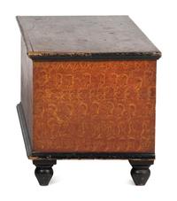 A Late Federal Country Red and Yellow Sponge-Decorated Blanket Chest