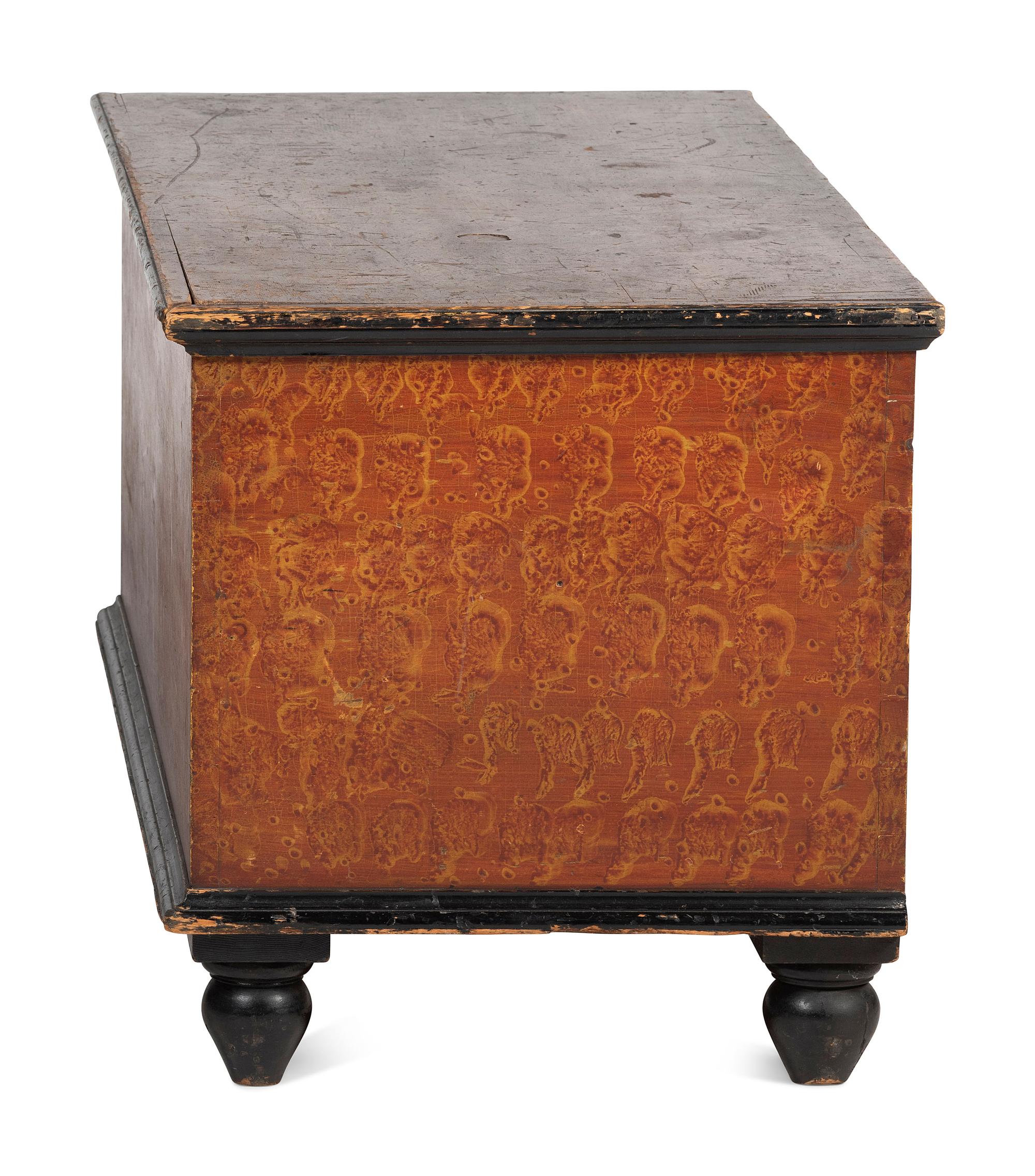 A Late Federal Country Red and Yellow Sponge-Decorated Blanket Chest