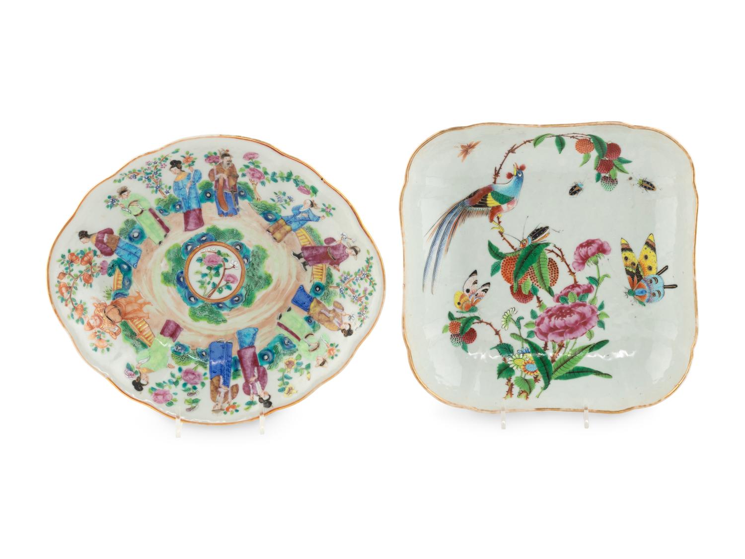 Two Chinese Export Famille Rose Porcelain Plates