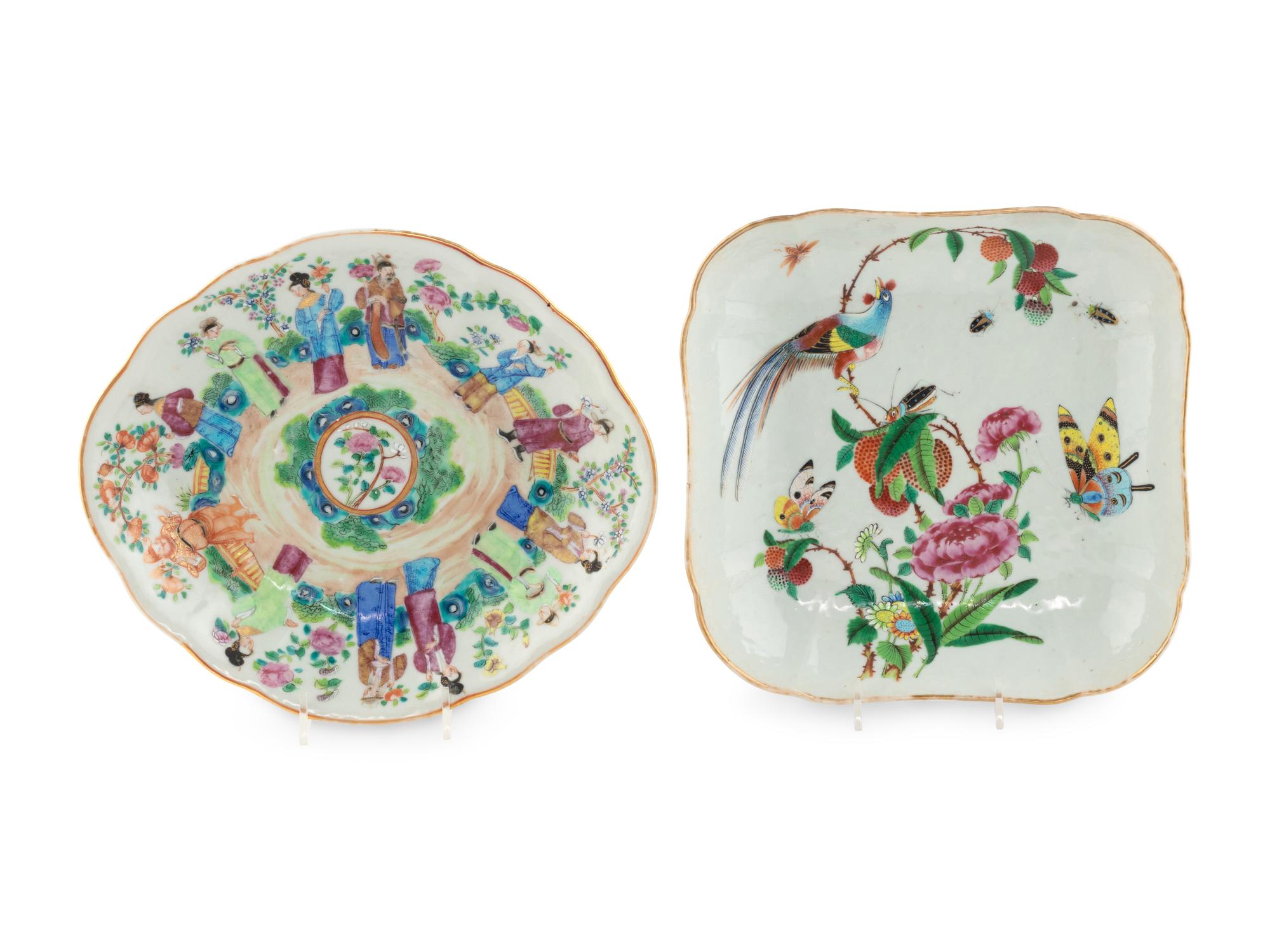 Two Chinese Export Famille Rose Porcelain Plates