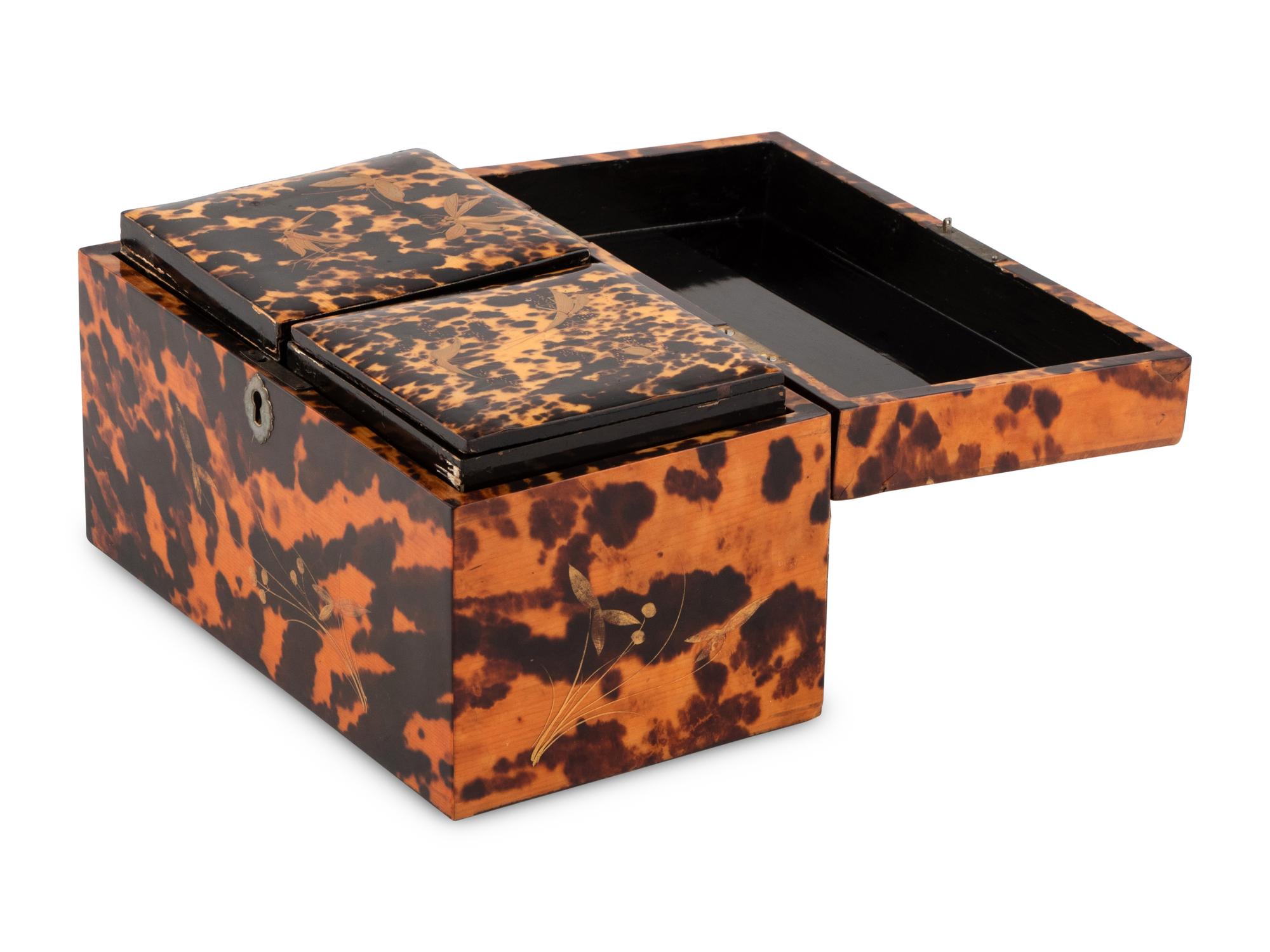 An English Tortoise Shell Tea Caddy for the Japanese Market