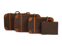 Three Louis Vuitton Soft-Sided Suitcases by French Company and One Briefcase, Late 20th Century