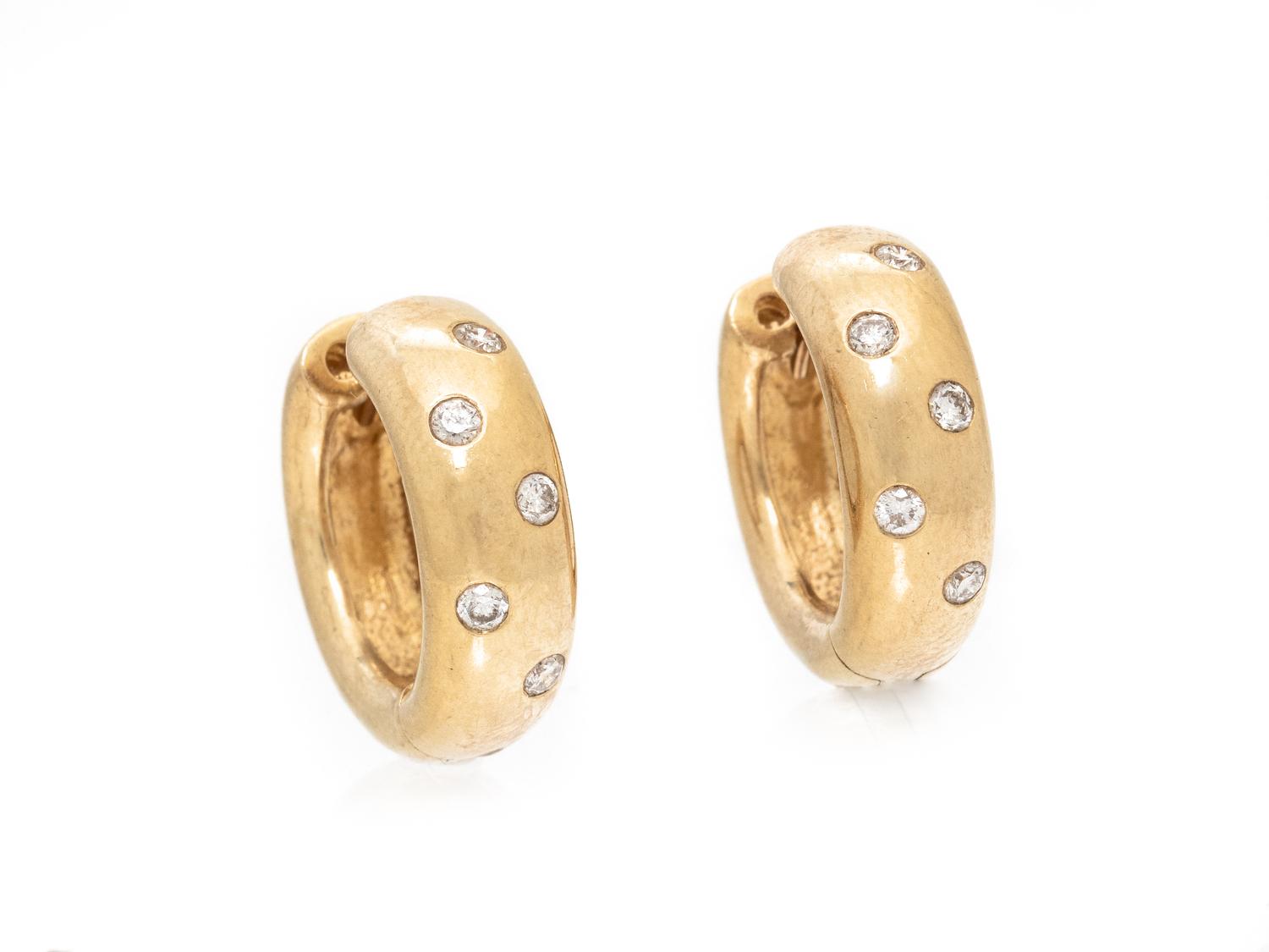 YELLOW GOLD AND DIAMOND HOOP EARRINGS