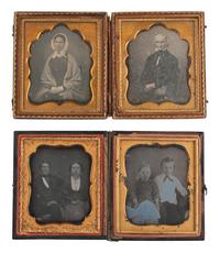 [EARLY PHOTOGRAPHY]. 14 pairs of sixth plate daguerreotype portraits housed together in same case.