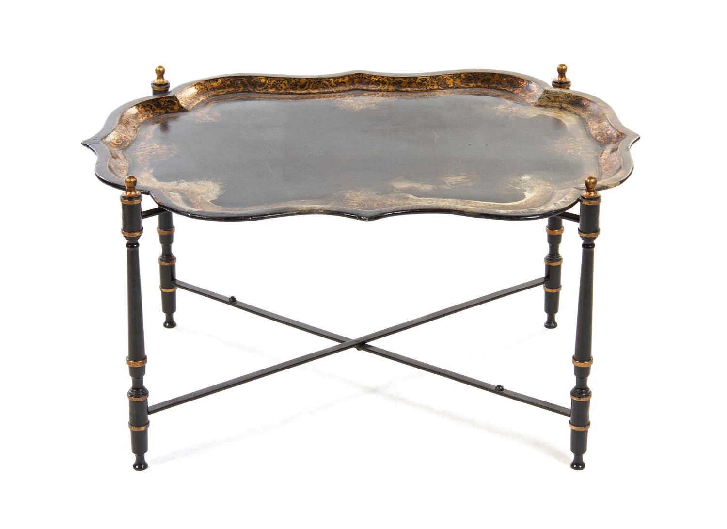A George III Papier Mache Tray, Width of tray 31 x depth 24 inches.