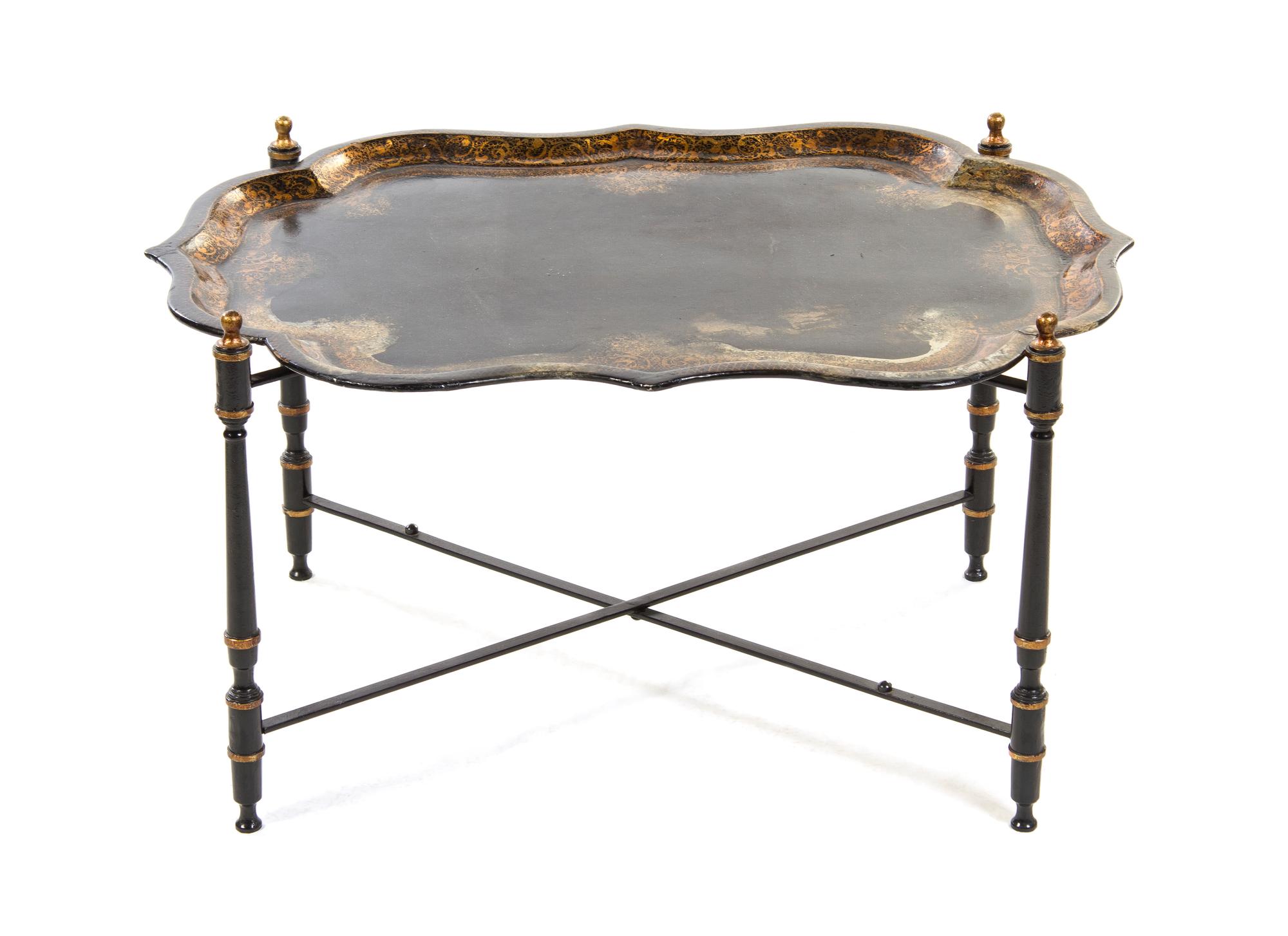 A George III Papier Mache Tray, Width of tray 31 x depth 24 inches.