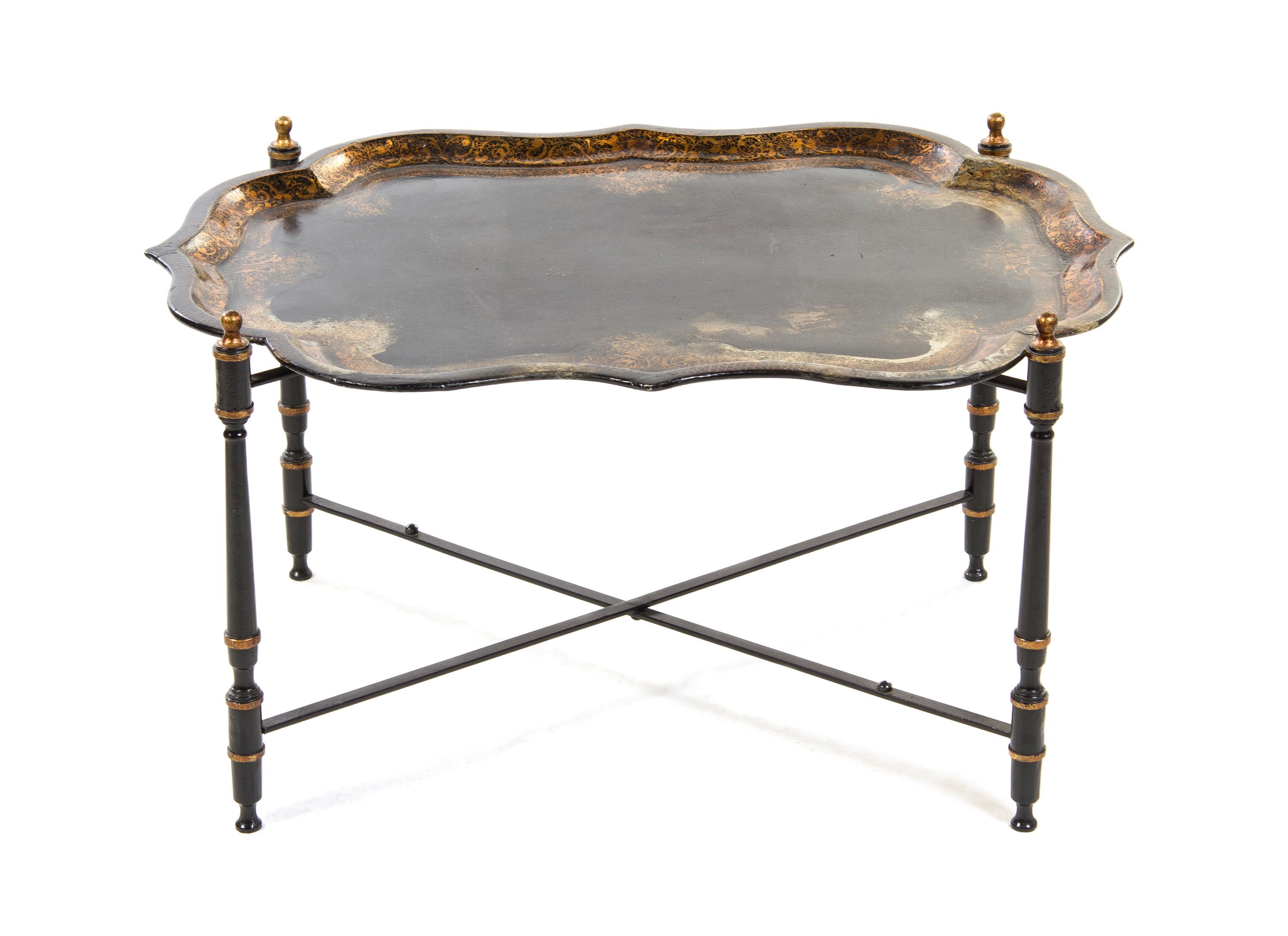 A George III Papier Mache Tray, Width of tray 31 x depth 24 inches.
