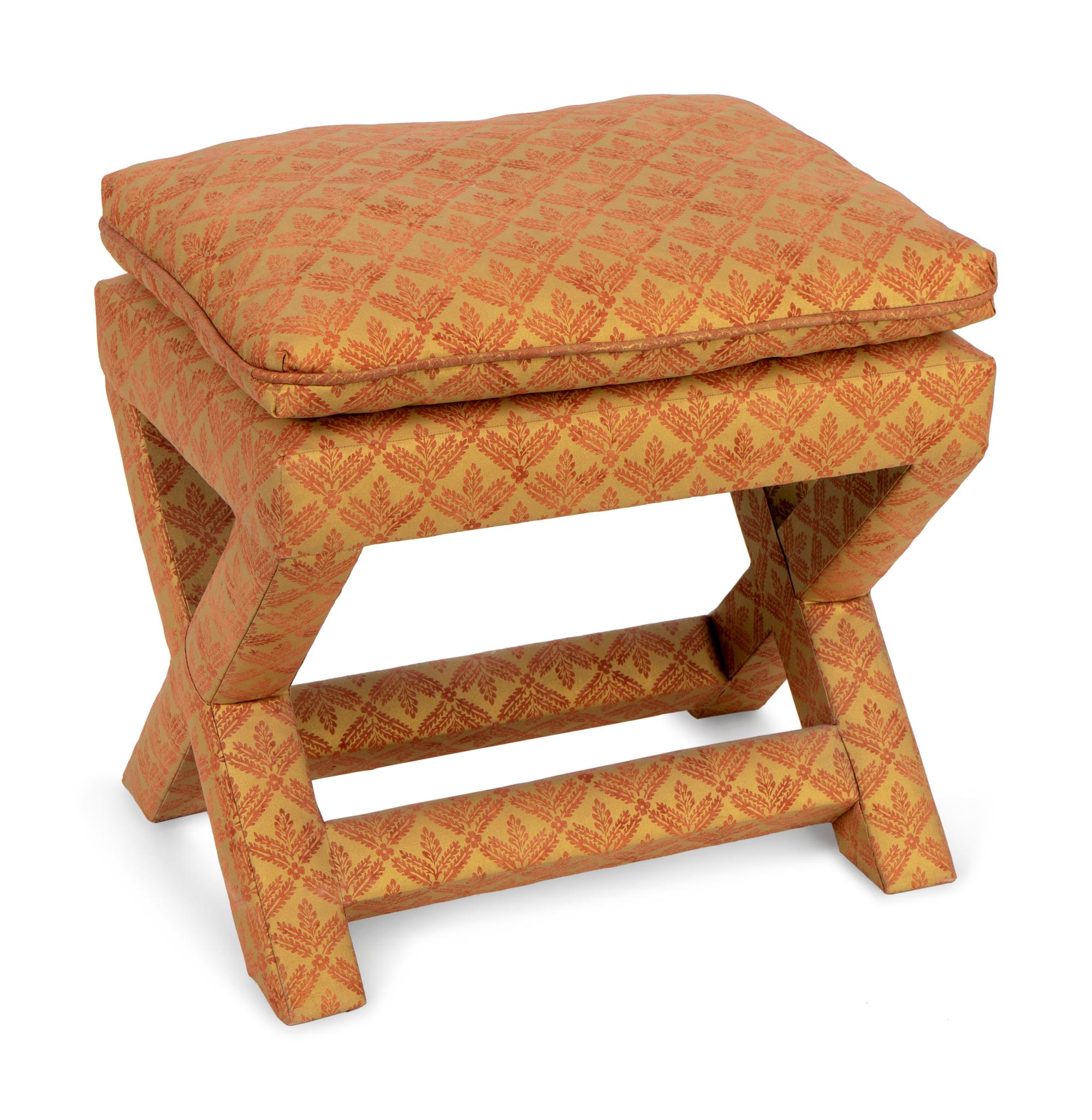 A Custom Fortuny Silk-Upholstered Stool — 20TH CENTURY