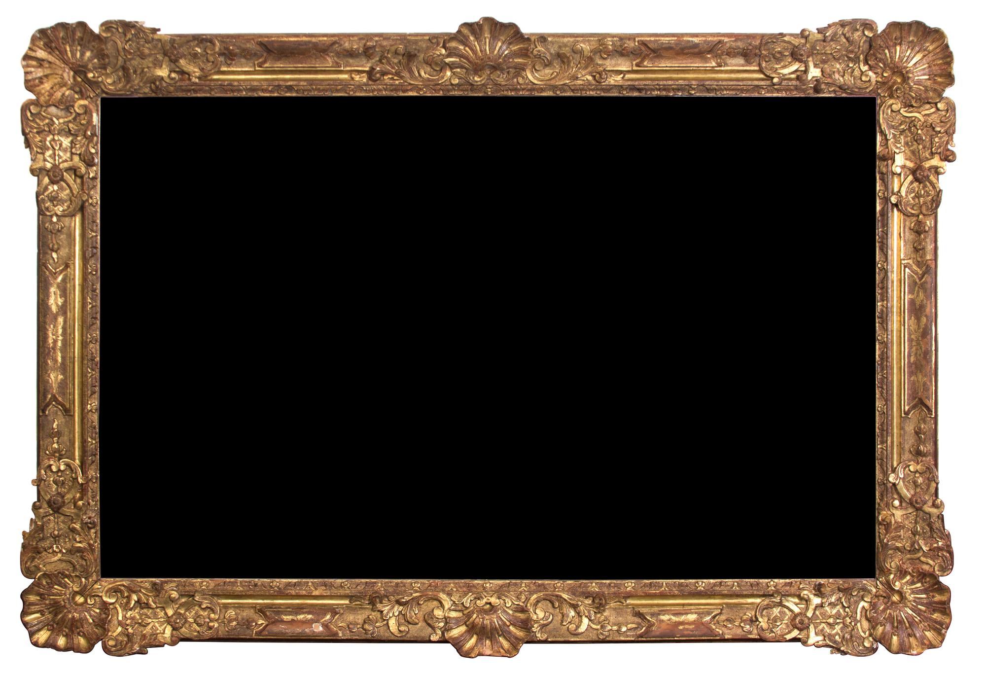 A Monumental Carved Giltwood Framed Mirror Height 54 1/2 x width 81 inches. — 19TH CENTURY