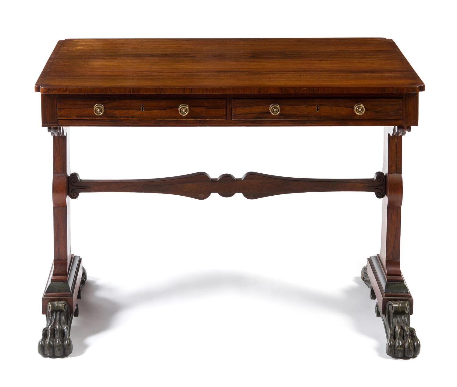 A Regency Rosewood Sofa Table Height 28 1/4 x width 39 x depth 23 1/2 inches. — CIRCA 1820