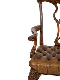 A George II Style Leather Upholstered Mahogany Armchair
