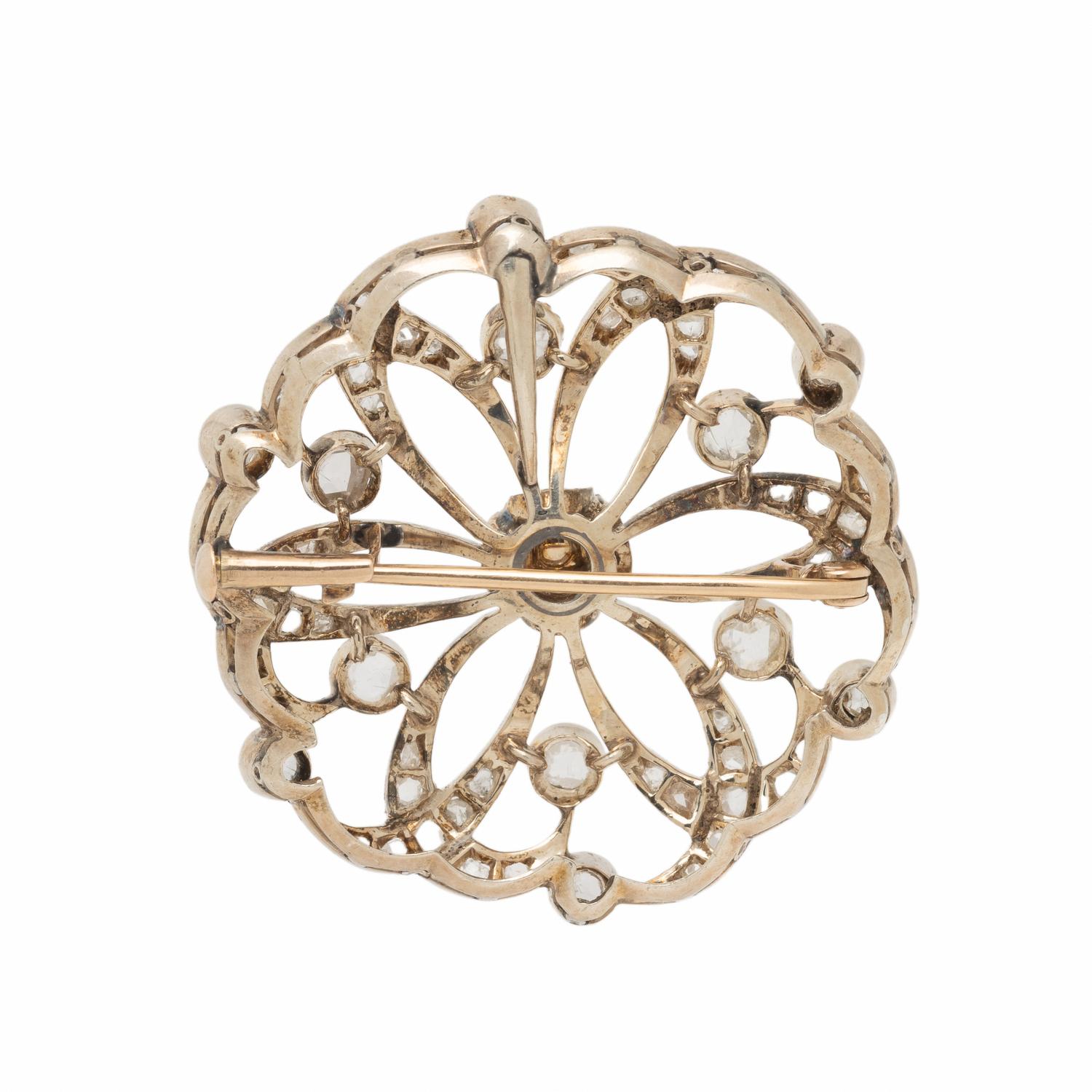Diamond and Low-Karat Gold Brooch