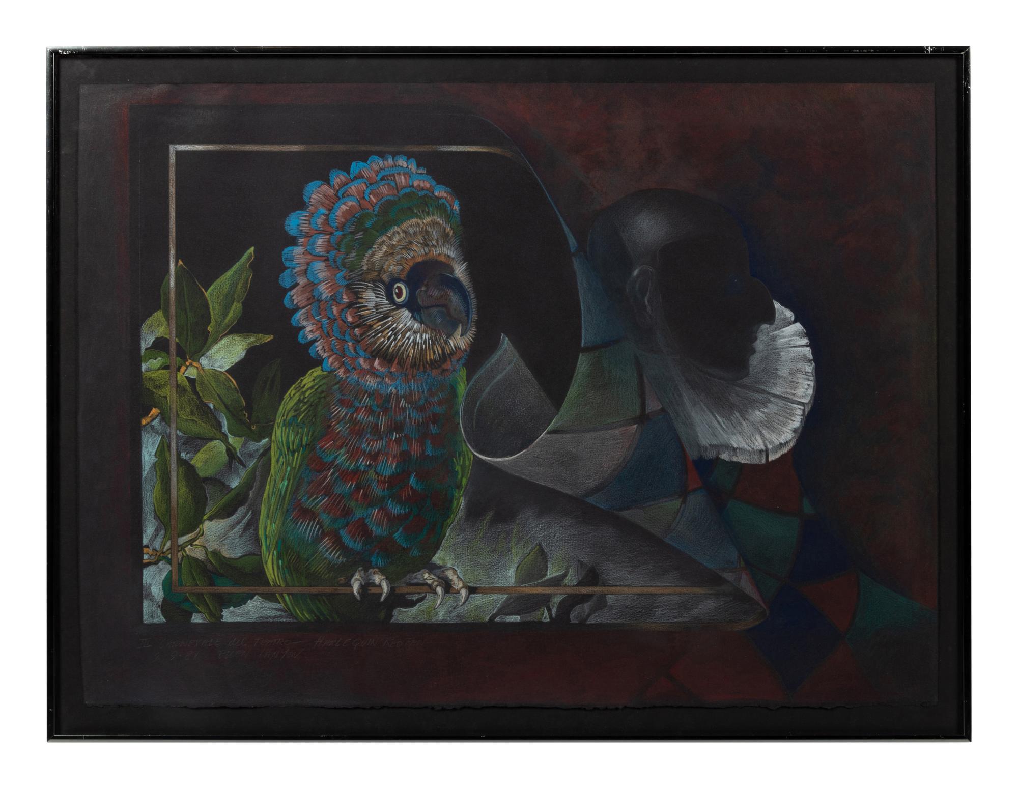 Masks I Venetian Bateleur , Masks II Galapagos Pulcinella and Masks III Harlequin Red Fin , 1981 (a group of three works from Carnevale del Teatro )