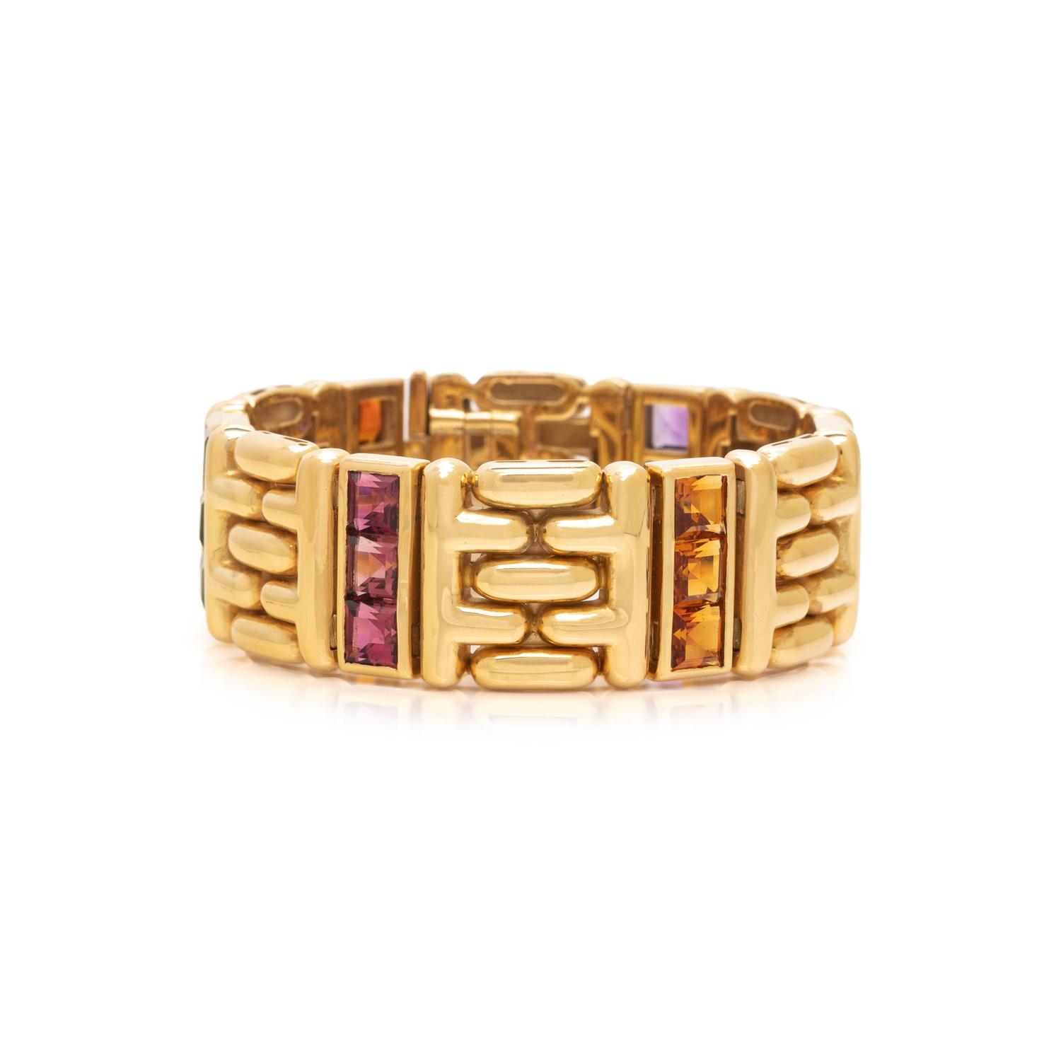 YELLOW GOLD AND MULTIGEM BRACELET