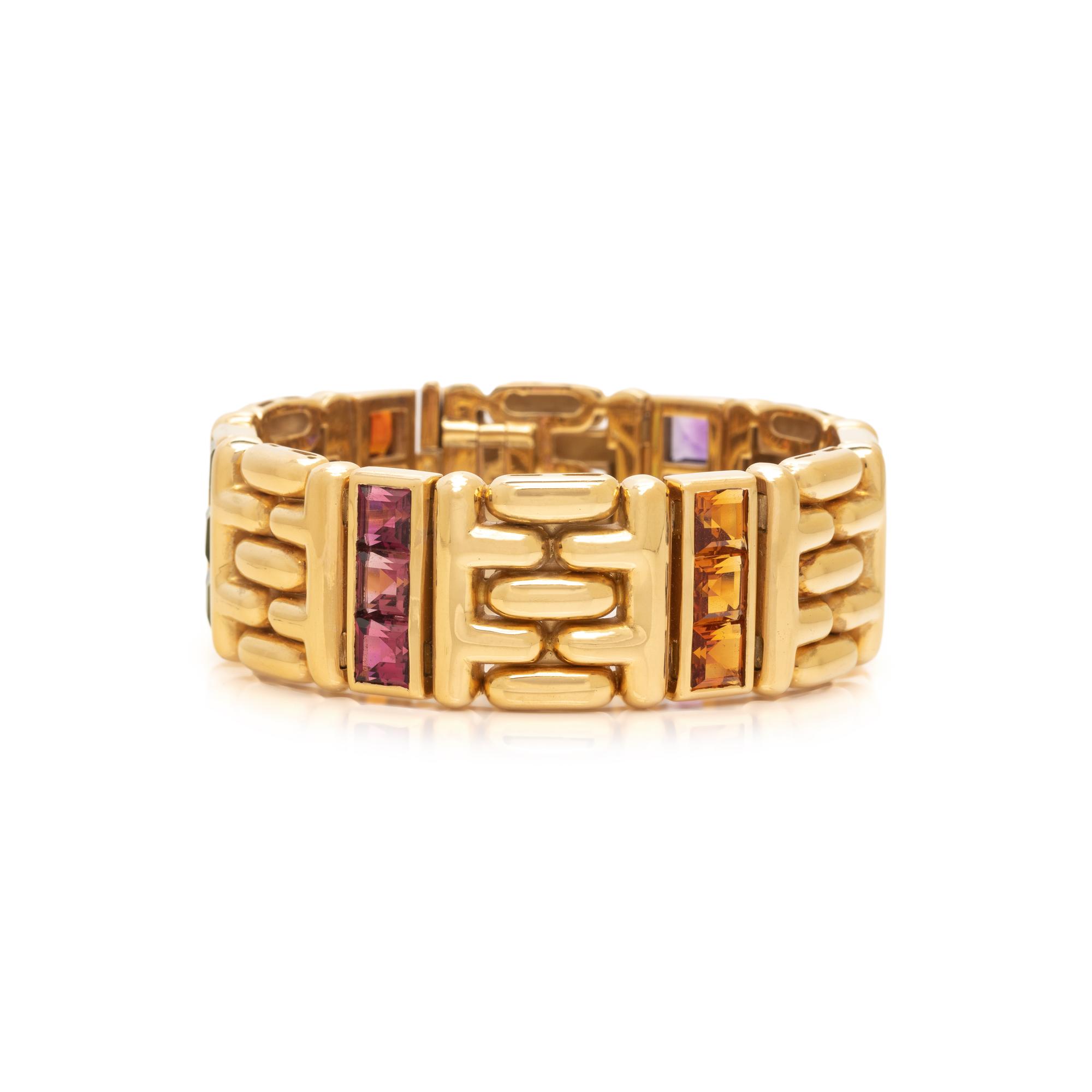 YELLOW GOLD AND MULTIGEM BRACELET