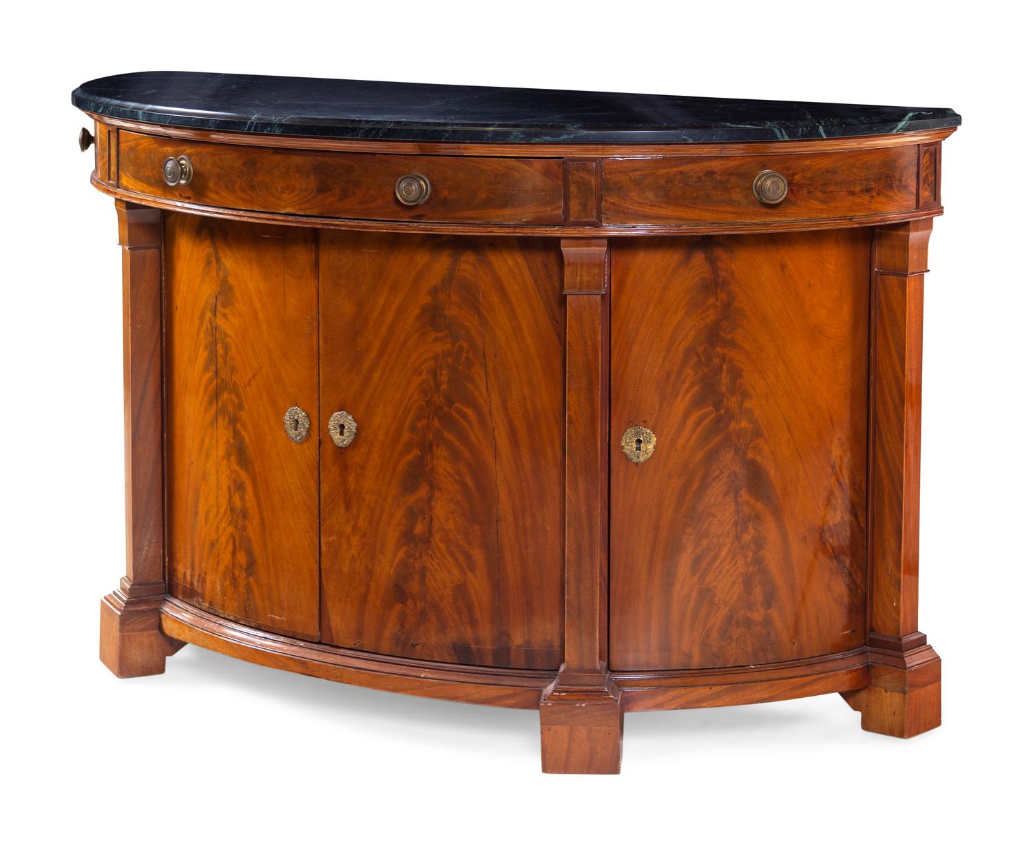 A Neoclassical Mahogany Marble-Top Cabinet