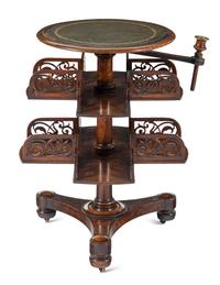 A William IV Mahogany Revolving Book Stand with Candle Branch