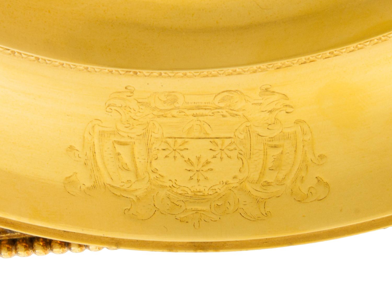 A George III Silver-Gilt Tureen, Benjamin Smith II & Benjamin Smith III, London, 1817, modeled after the Warwick vase, the lid with a l
