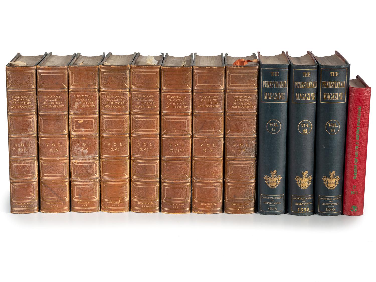 [AMERICANA - PENNSYLVANIA]. Pennsylvania Magazine of History and Biography. Vols. I-XX. Plus.
