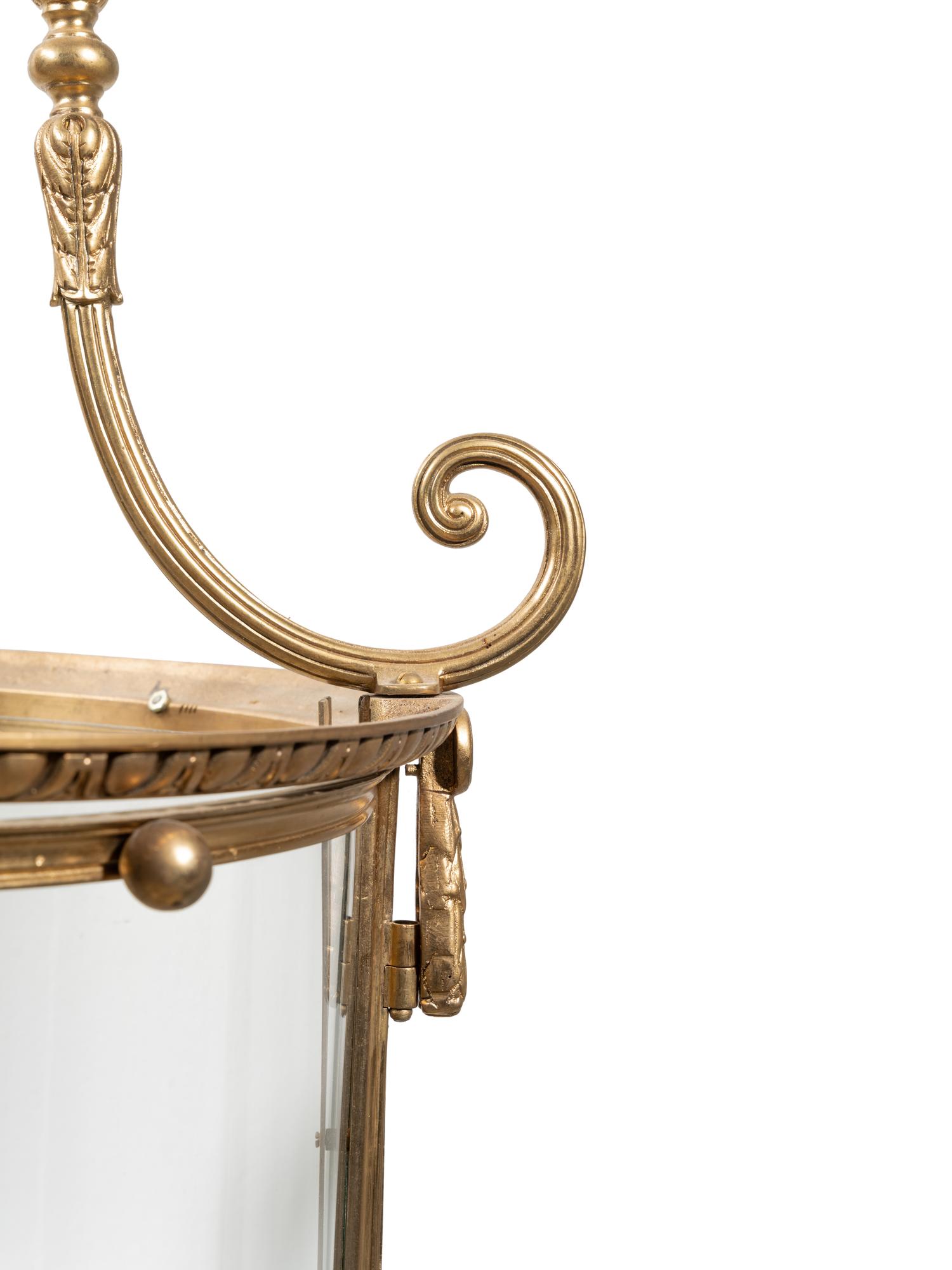 A Neoclassical Style Gilt Bronze Hall Lantern