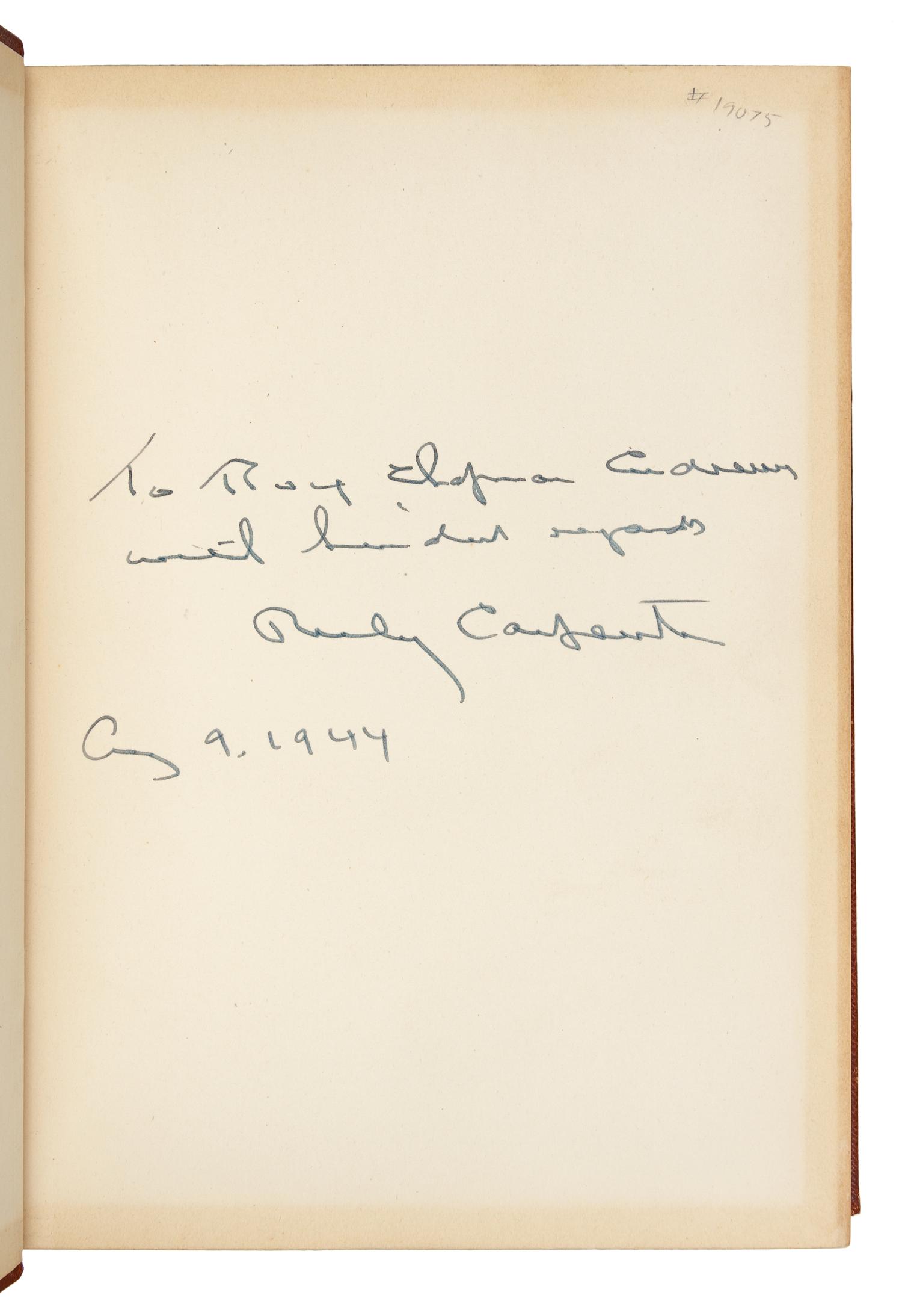 [SPORTING]. CARPENTER, Robert Ruliph Morgan (1877-1949). Game Trails from Alaska to Africa. N.p.: n.d, [ca 1938].
