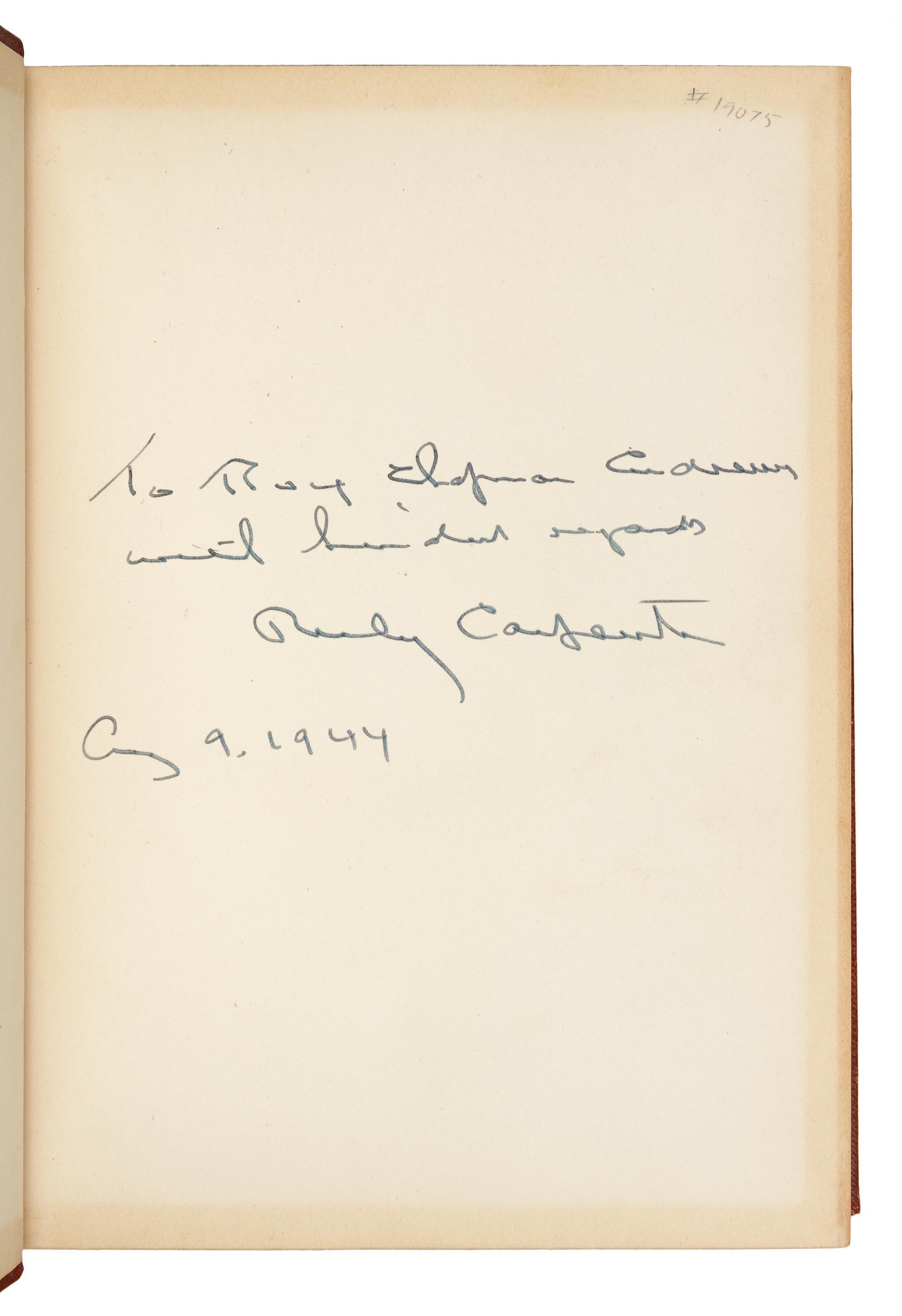 [SPORTING]. CARPENTER, Robert Ruliph Morgan (1877-1949). Game Trails from Alaska to Africa. N.p.: n.d, [ca 1938].