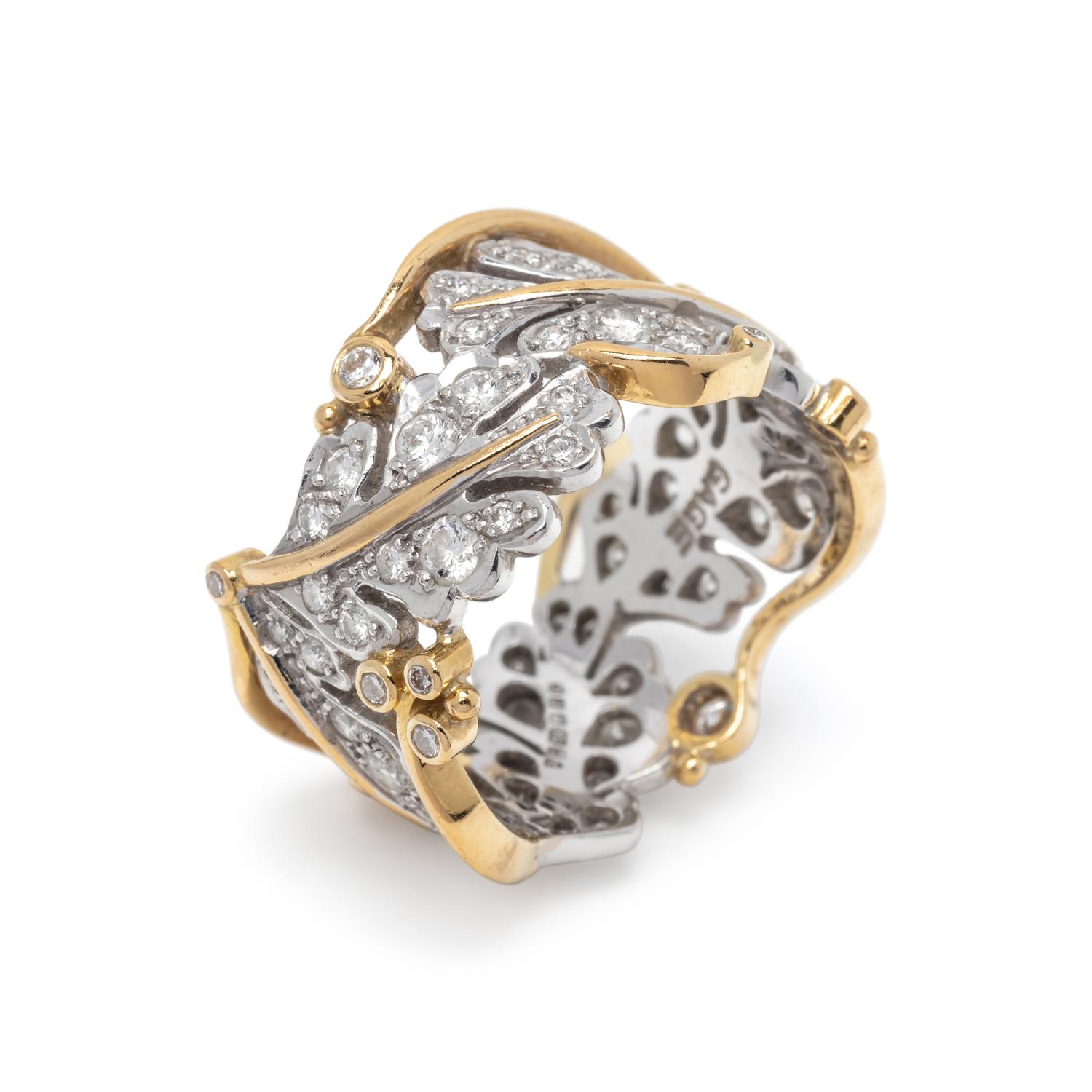 ELIZABETH GAGE, BICOLOR GOLD AND DIAMOND 'FRIENDSHIP' RING