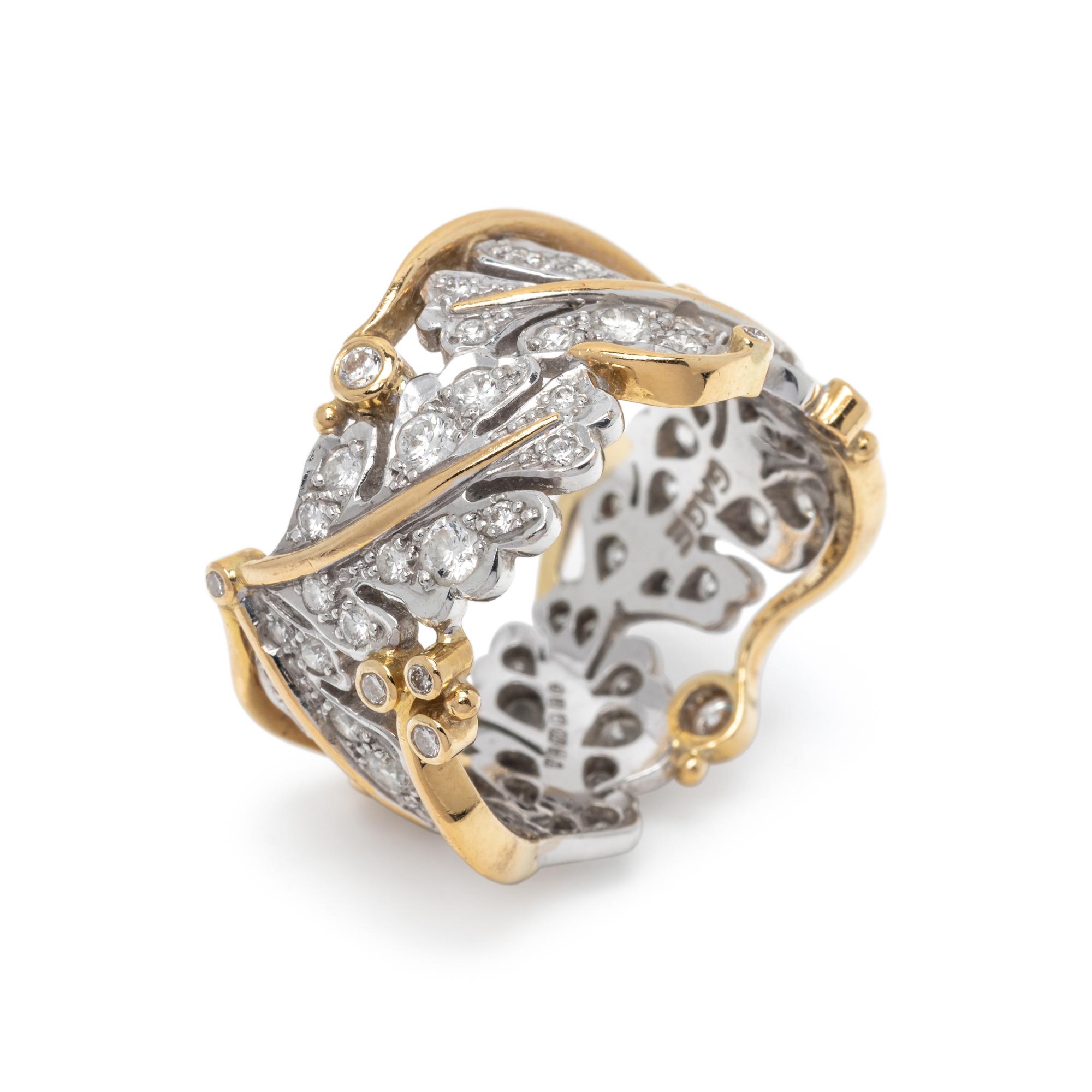 ELIZABETH GAGE, BICOLOR GOLD AND DIAMOND 'FRIENDSHIP' RING