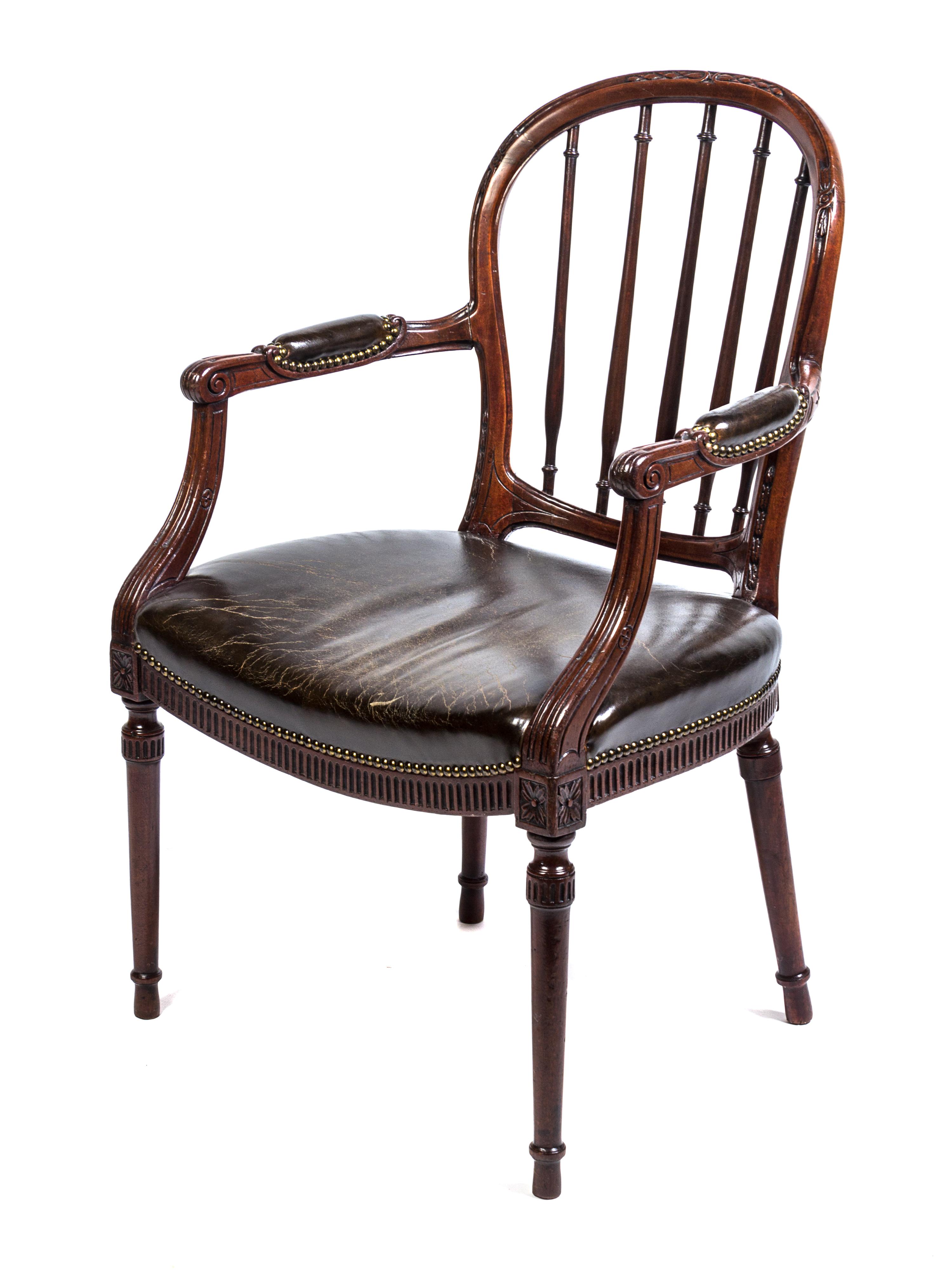 A George III Mahogany Armchair Height 37 1/4 inches. — CIRCA 1800