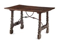 A Spanish Baroque Iron Mounted Walnut Trestle Table
