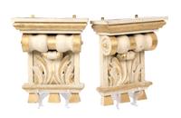 A Pair of Neoclassical Painted and Parcel Gilt Wall Brackets Height 13 inches. — 20TH CENTURY
