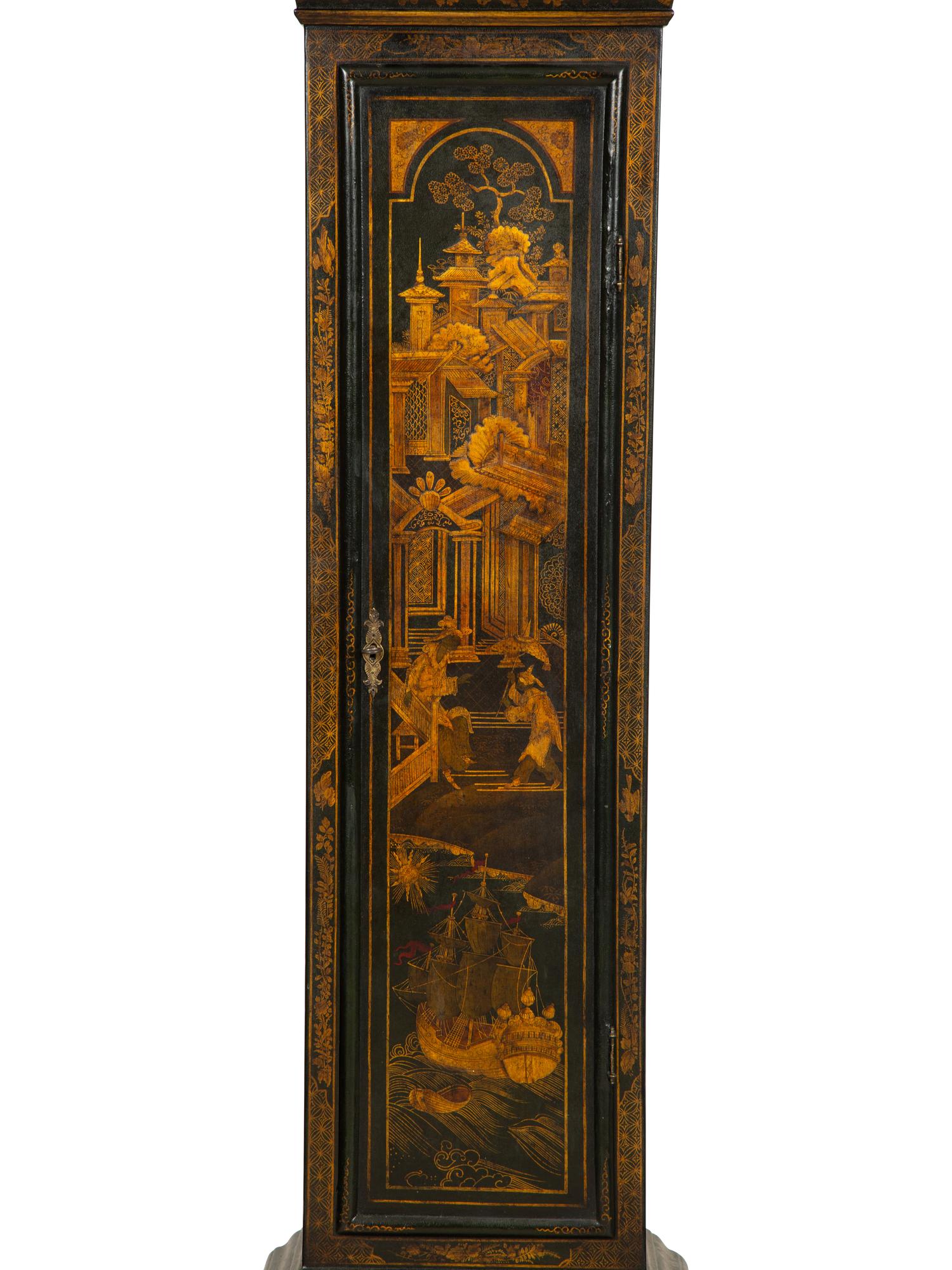 A George I Green Japanned Longcase Clock