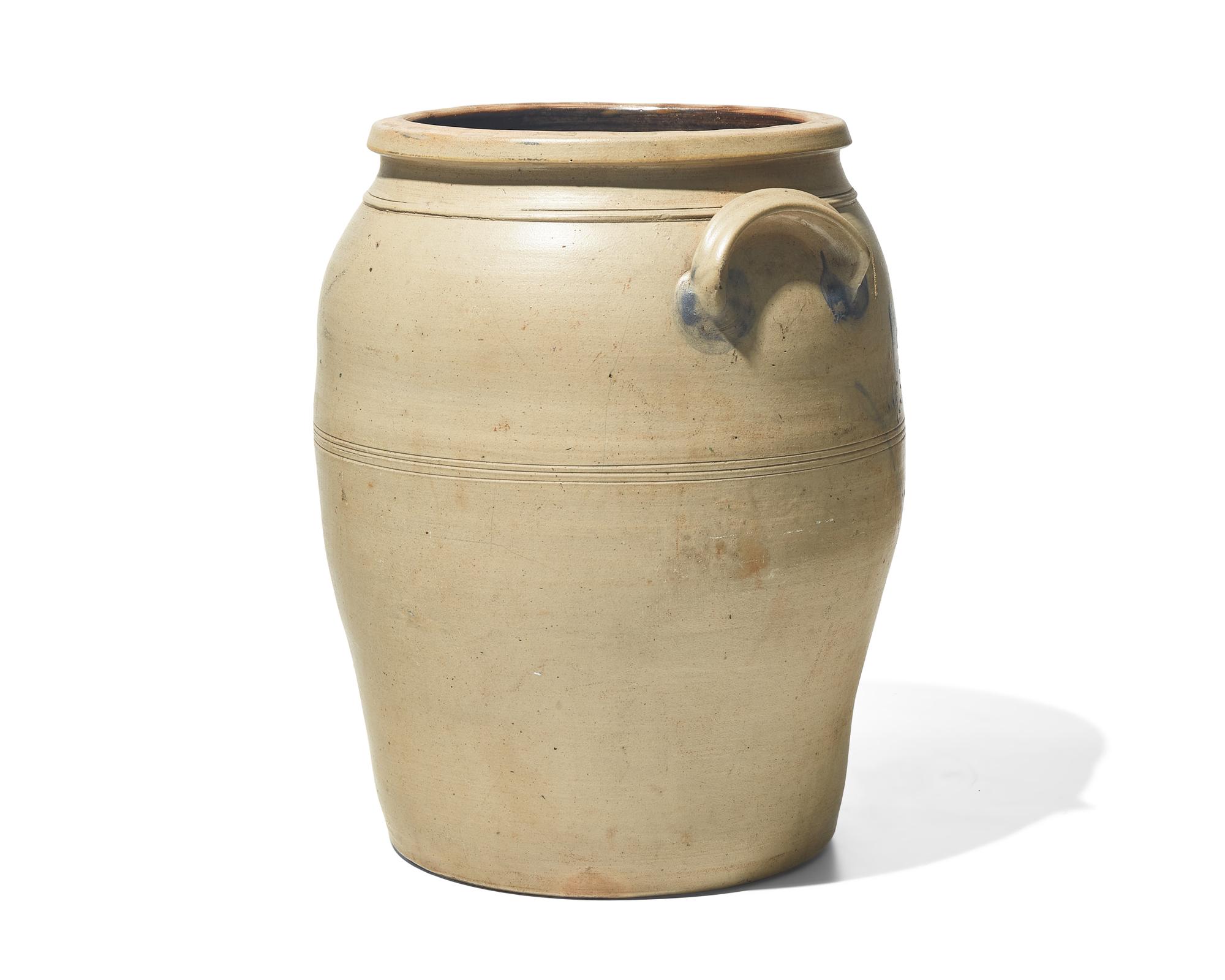 A Six-Gallon Cobalt-Decorated Stoneware Crock, Marked "D.P. Shenfelder, Reading, PA," Circa 1875