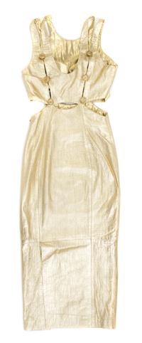 A Gianni Versace Gold Leather Cut Out Gown,
