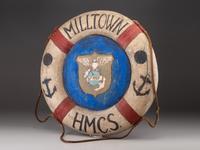 [WORLD WAR II]. H.M.C.S. Milltown life ring, of the 31st Minesweeping Flotilla in the invasion of Normandy.