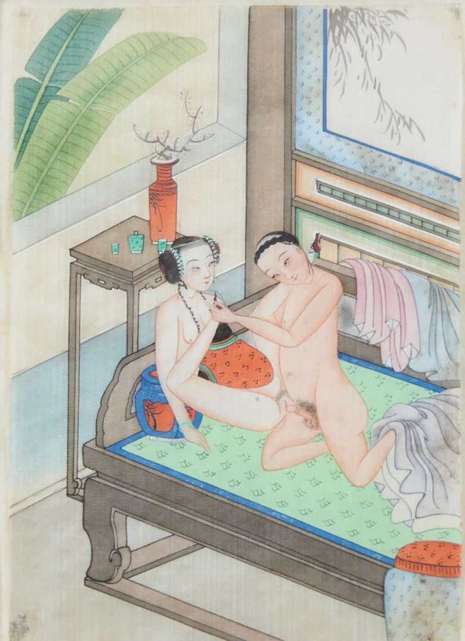 A set of twelve Chinese erotic album leaves, late Qing dynasty to Republic period 春宮圖一組十二幅 晚清至民國