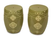 A Pair of Green Glazed Barrel-form Garden Seats — 20TH CENTURY