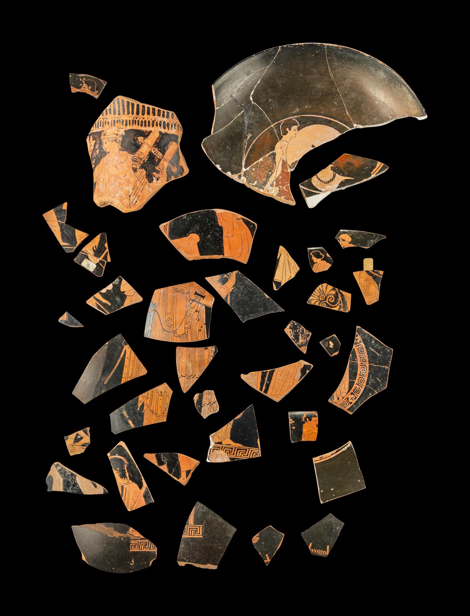 35 Attic Red-Figured Vase Fragments