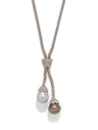 WHITE GOLD, DIAMOND AND CULTURED PEARL NECKLACE