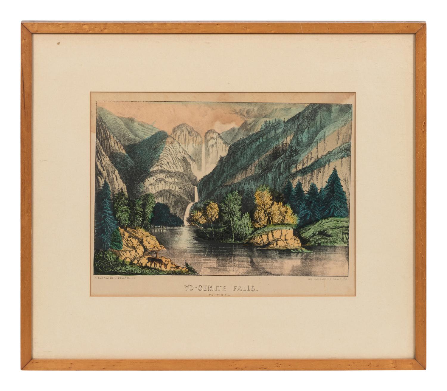 [LANDSCAPE SCENES] -- CURRIER & IVES The Katz-Kills in Winter. Bastion Falls, n.d. (G.3592). -- Yo-semite Falls. California, n.d. (G.7384).