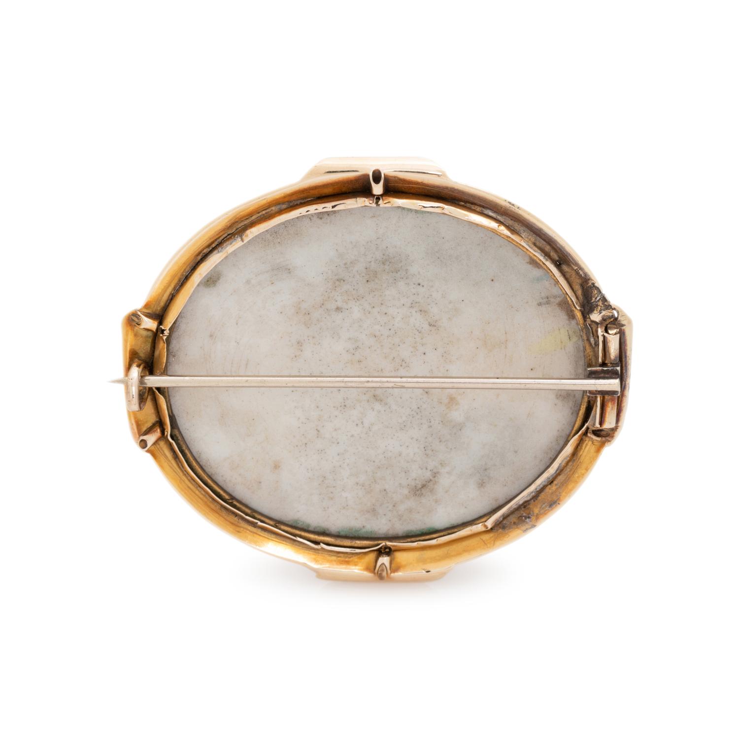 ANTIQUE, ENAMEL PORTRAIT BROOCH