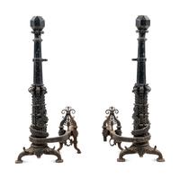 A Pair of Continental Iron Andirons