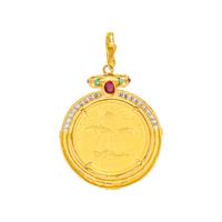 YELLOW GOLD OMEGA NECKCHAIN WITH COIN PENDANT