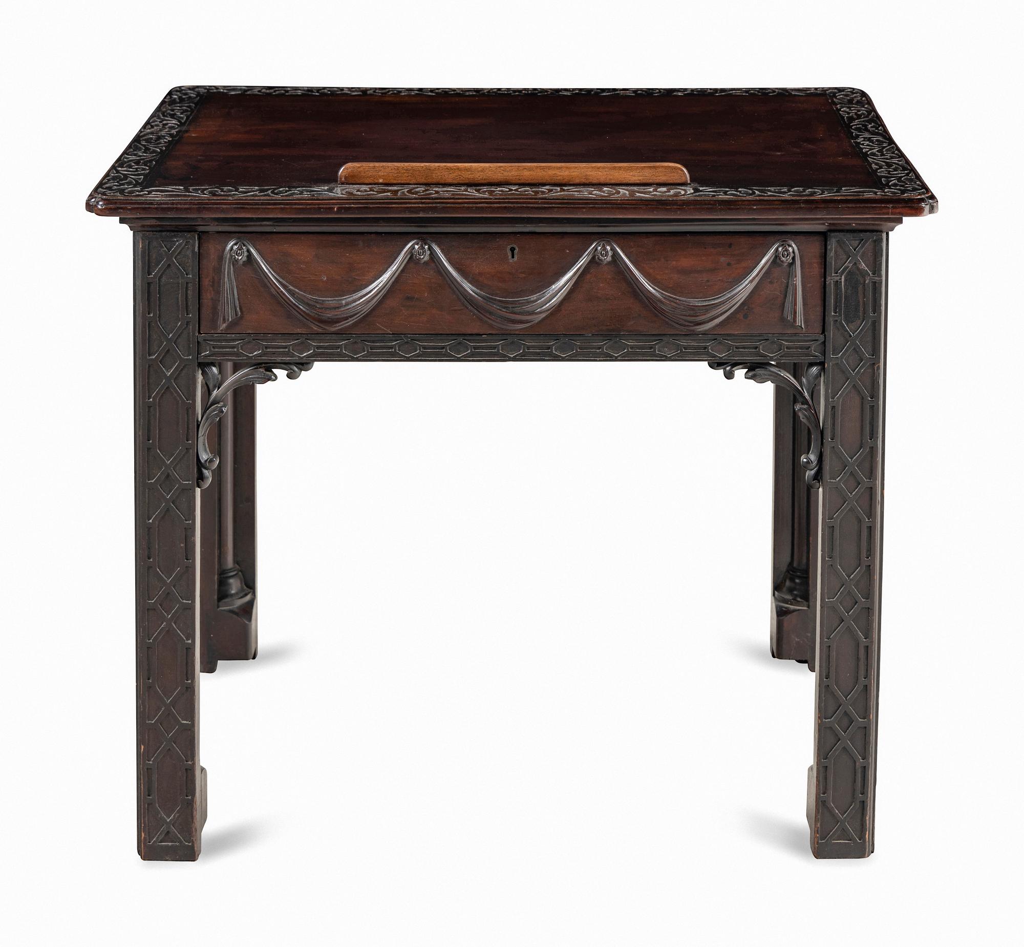 A George III Carved Mahogany Architect's Desk