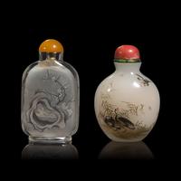 Two Chinese Glass Snuff Bottles 料器鼻煙壺兩支
