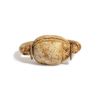 An Egyptian Gold and Steatite Scarab Swivel Ring